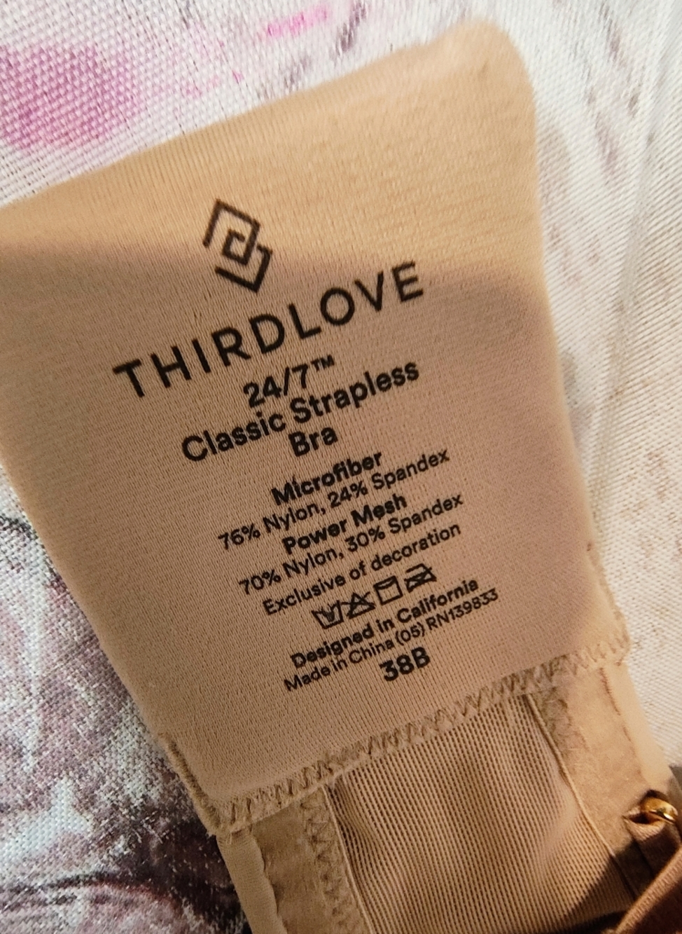 Third Love Classic Strapless Beige 38B Underwire  Removable Straps - Picture 3 of 11
